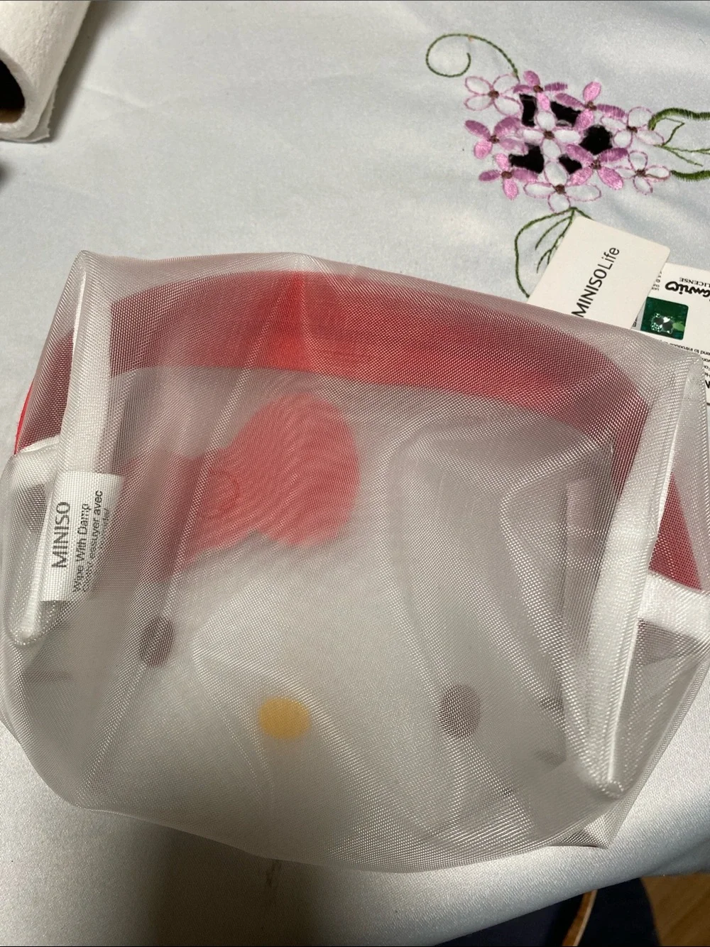 Hello Kitty Clear Pouch with Red Bow and Red Zipper